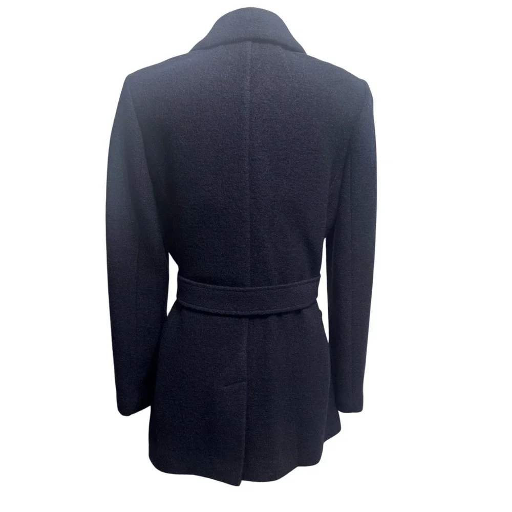 J.Crew Italian Boiled Wool Blazer Coat Womens 4 Navy New  Belted Jacket